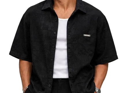 Contrast Collar Textured Shirt