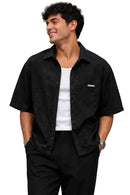 Contrast Collar Textured Shirt