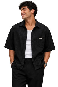 Contrast Collar Textured Shirt