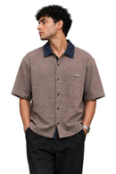 Contrast Collar Textured Shirt