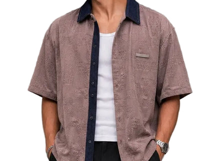 Contrast Collar Textured Shirt