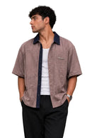 Contrast Collar Textured Shirt