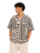 Structured Lines Cuban Collar Shirt
