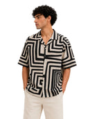 Structured Lines Cuban Collar Shirt
