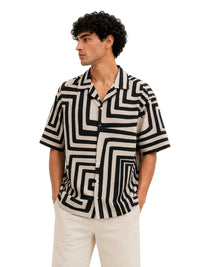 Structured Lines Cuban Collar Shirt