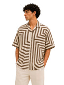 Structured Lines Cuban Collar Shirt