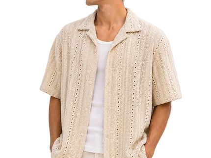 Crochet Texture Relaxed Box Fit Shirt