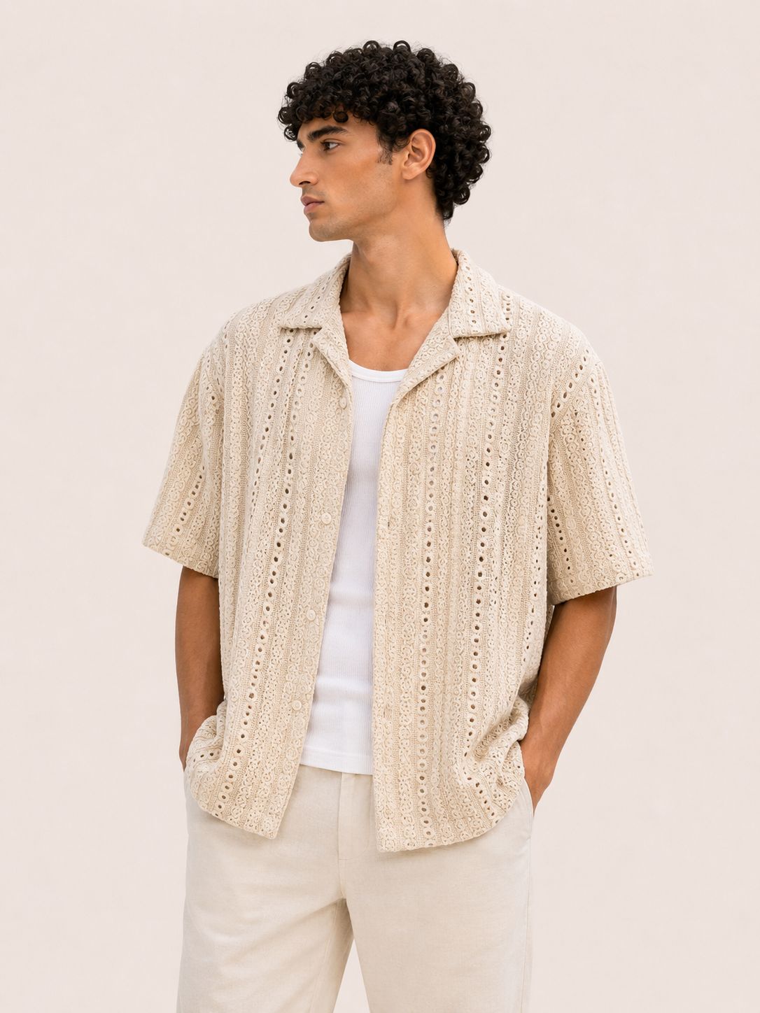 Crochet Texture Relaxed Fit Shirt
