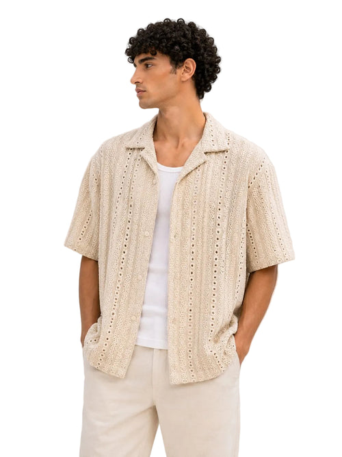 Crochet Texture Relaxed Fit Shirt