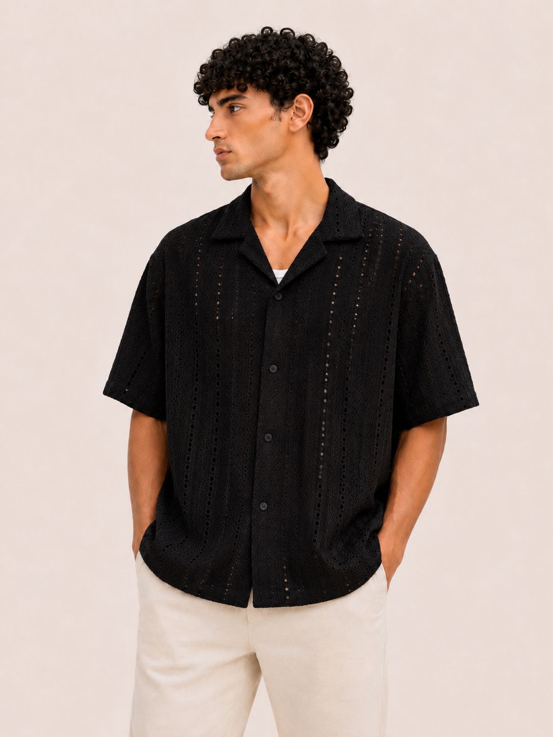 Crochet Texture Relaxed Fit Shirt