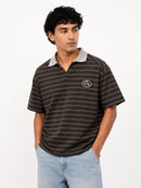 Striped Oversized Fit Polo T-Shirt