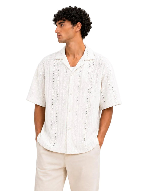 Crochet Texture Relaxed Fit Shirt