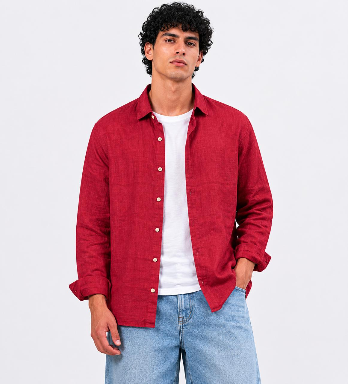 Linen Regular Fit Long Sleeve Shirt