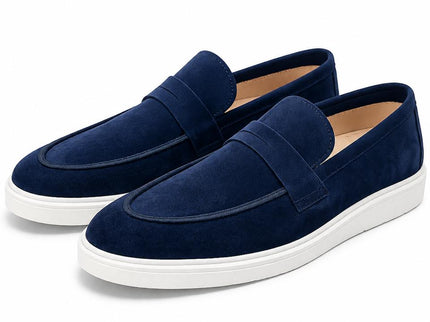 Navy Blue Suede Loafers