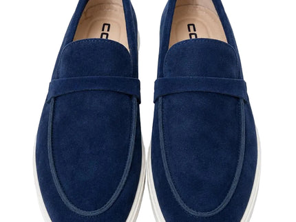 Navy Blue Suede Loafers