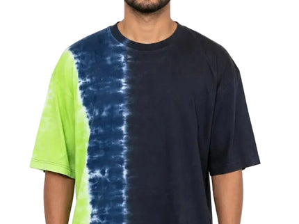 Ocean Fade Tie-Dye Oversized Tee – Midnight Lime