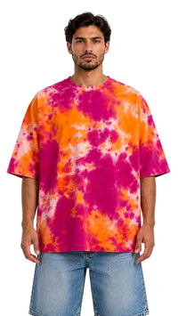 Sunburst Tie-Dye Oversized Tee – Neon Sunset