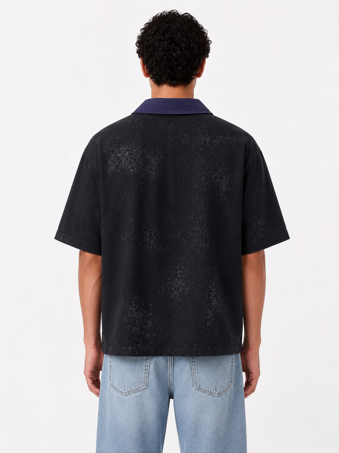 Wash Open Contrast Collar Box Fit Shirt