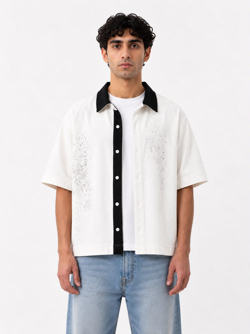 Wash Open Contrast Collar Box Fit Shirt