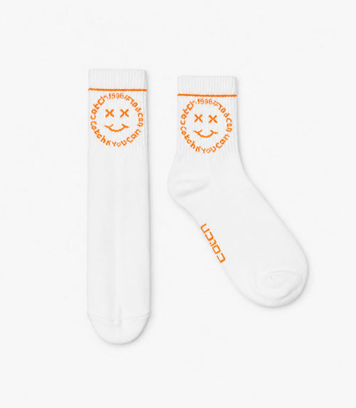 Statement Crew Socks (Black / White / Neon Orange )– Pack of 3