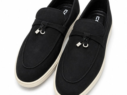 Black Minimal Suede Loafers