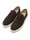 Chocolate Suede Penny Loafers