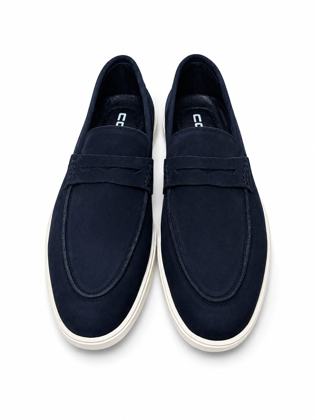 Navy Penny Loafers