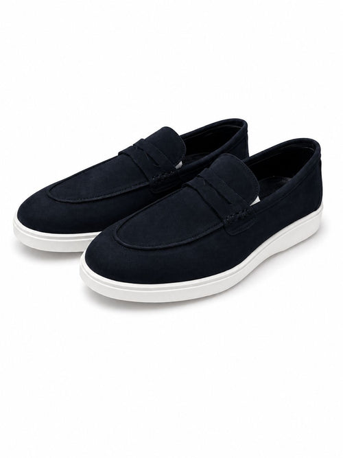 Navy Penny Loafers