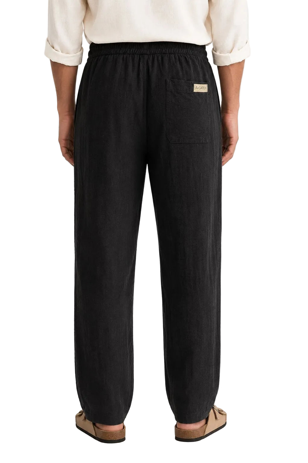 Textured Linen Straight Relaxed Trousers