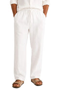 Textured Linen Straight Relaxed Trousers