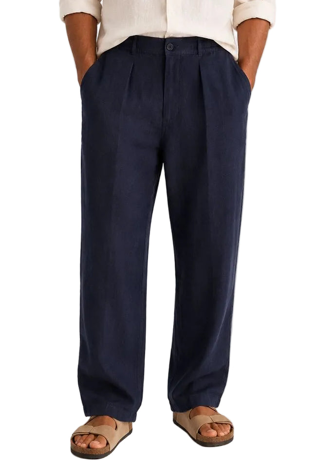 Linen Relaxed Straight Trousers