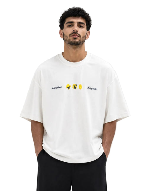 Feeling Good Box Fit Printed T-Shirt – Off White