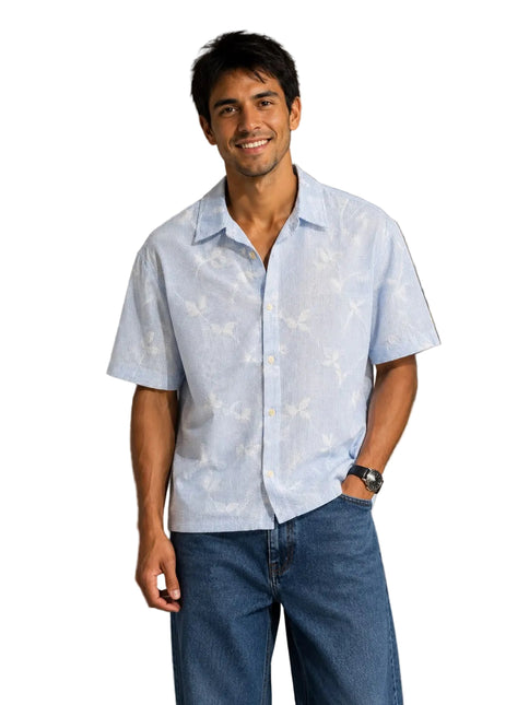 Sky Bloom Seersucker Resort Shirt