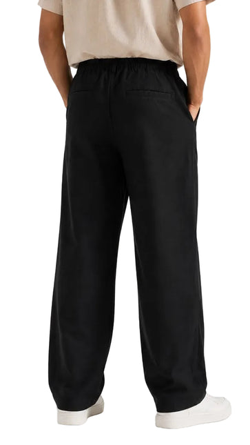 Linen Blend Wide Leg Trousers