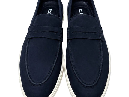 Navy Penny Loafers