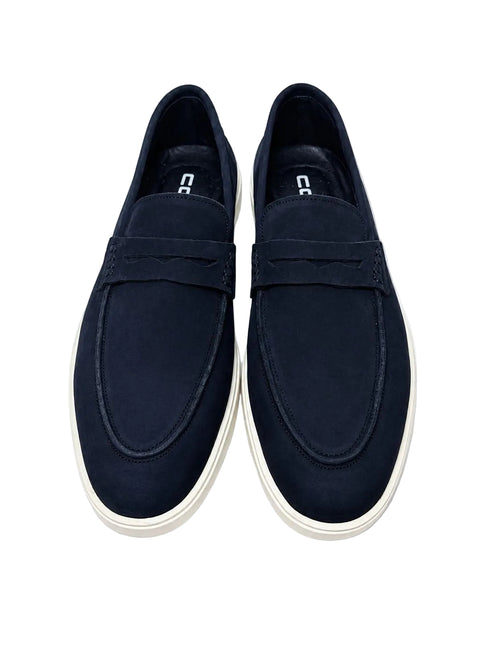 Navy Penny Loafers