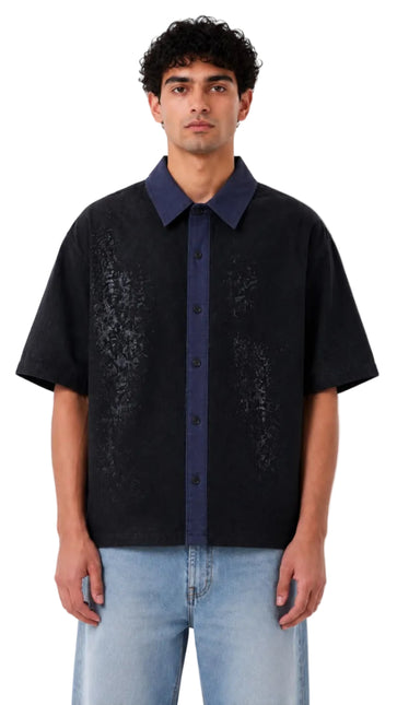Wash Open Contrast Collar Box Fit Shirt