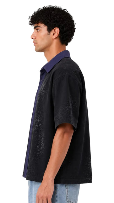 Wash Open Contrast Collar Box Fit Shirt