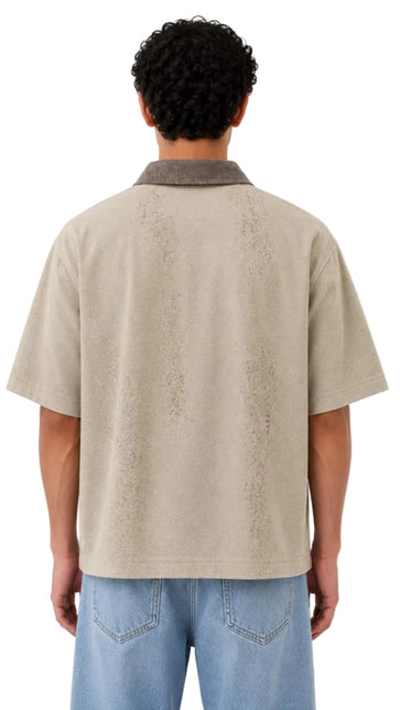 Wash Open Contrast Collar Box Fit Shirt
