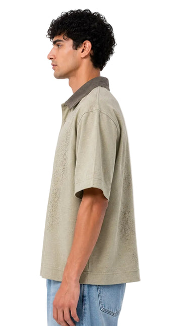 Wash Open Contrast Collar Box Fit Shirt