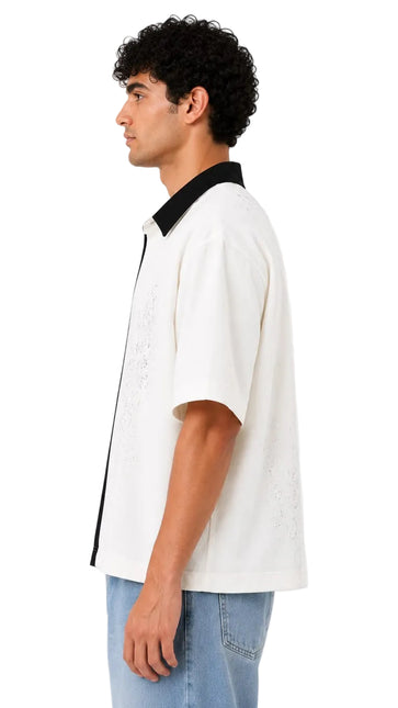 Wash Open Contrast Collar Box Fit Shirt