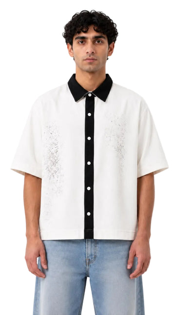 Wash Open Contrast Collar Box Fit Shirt