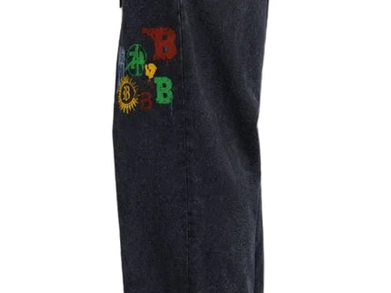 Blue Black Washed Graphic Wide Leg Pants