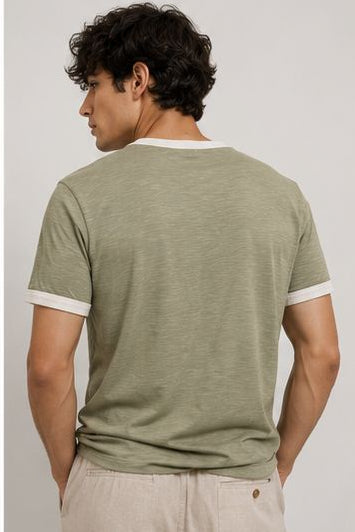 Crew Neck Contrast Trim Regular Fit T-Shirt