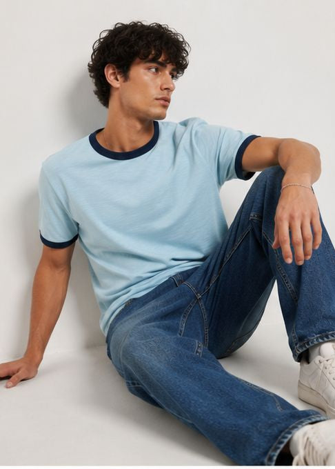 Crew Neck Contrast Trim Regular Fit T-Shirt
