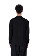 Textured Mandarin Collar Linen Blend Shirt