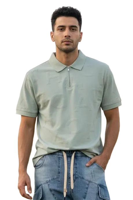 Monogram Half Zip Oversized Polo T-Shirt