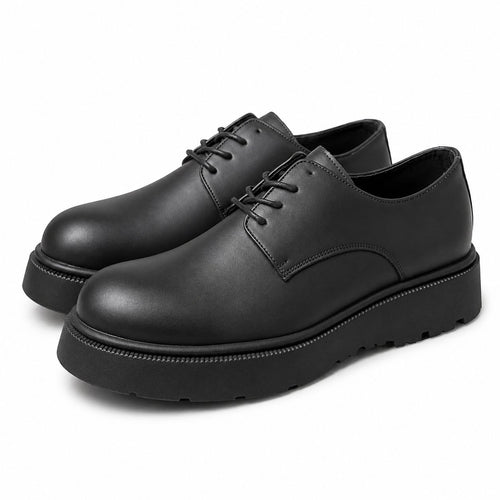 Chunky Sole Leather Derby Shoes