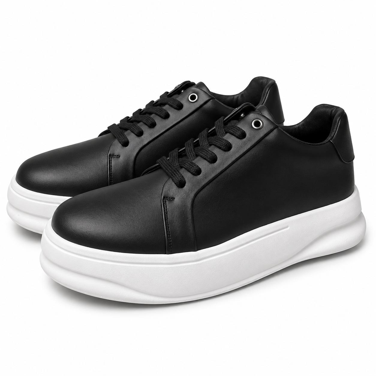 Bubbly Leather Sneakers – Black