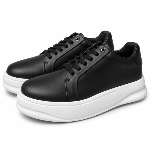 Bubbly Leather Sneakers – Black
